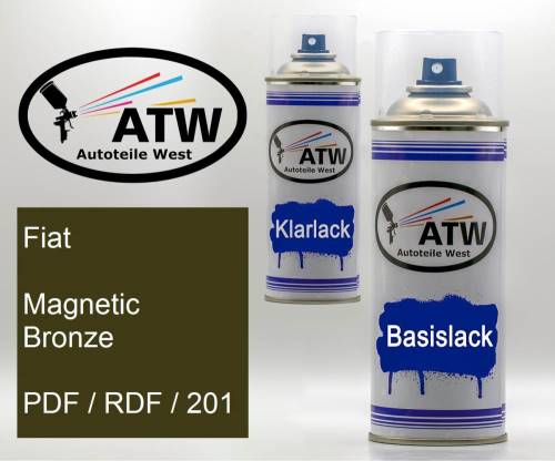 Fiat, Magnetic Bronze, PDF / RDF / 201: 400ml Sprühdose + 400ml Klarlack - Set, von ATW Autoteile West.